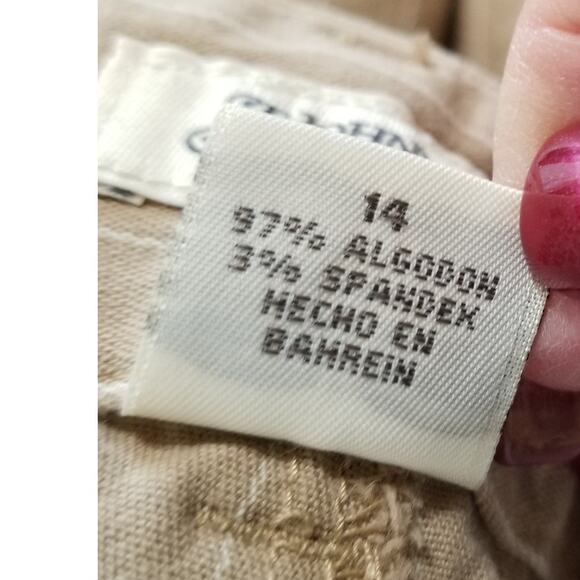 St Johns Bay Women's Beige White Color Striped Stretch Capri Pants Size 14 - Picture 6 of 7